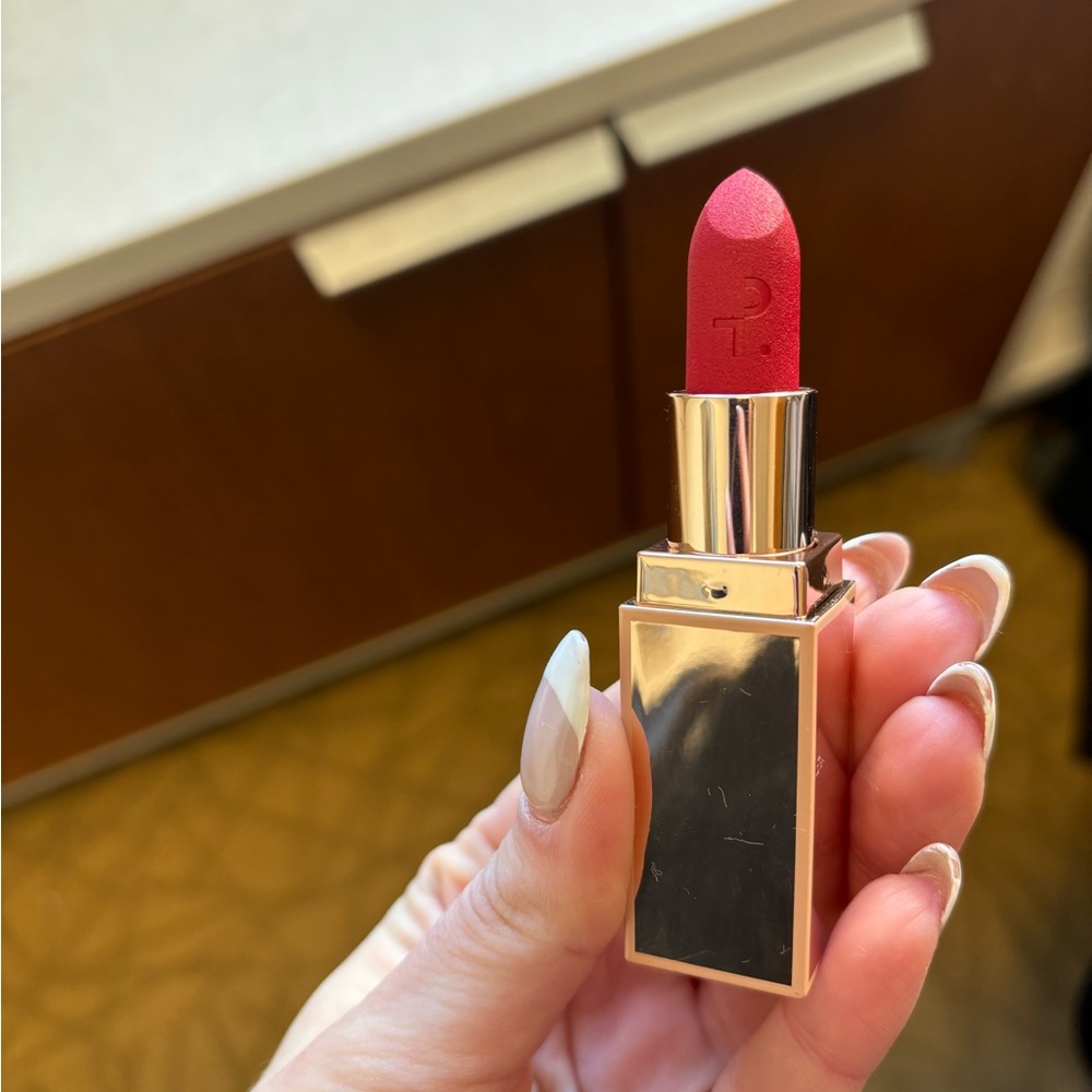 Patrick Ta lipstick that’s why she’s late opened unused red lipstick
